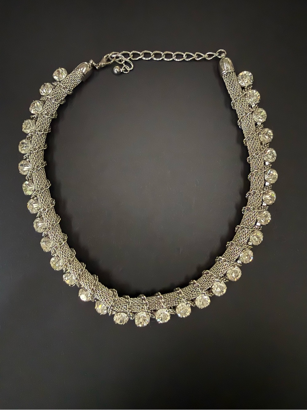 Silver Crystal Accent Chain Link Necklace - Women Jewelry